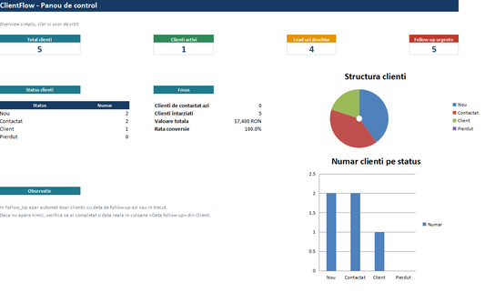 CRM clienti Excel – gestiune completa si organizare clienti | Gaxxil