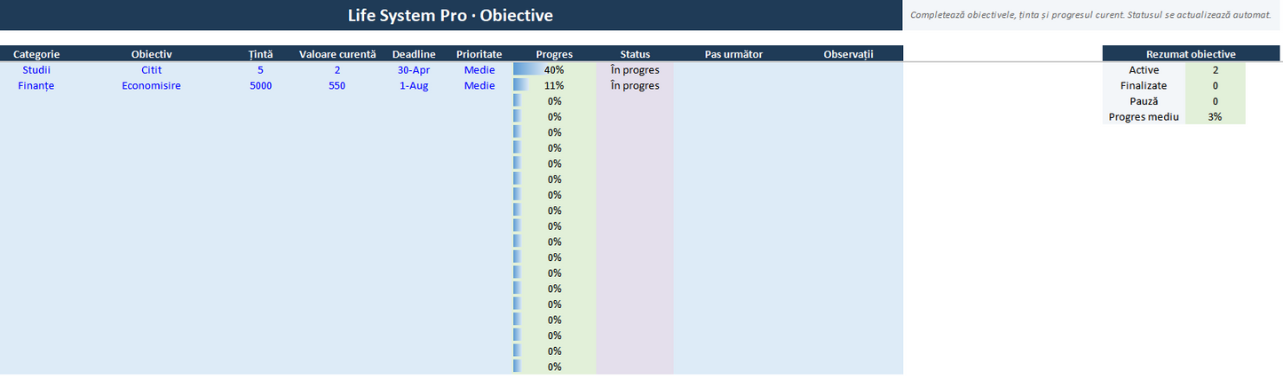 Sistem complet de organizare in Excel – planificare, bani si viata | Gaxxil