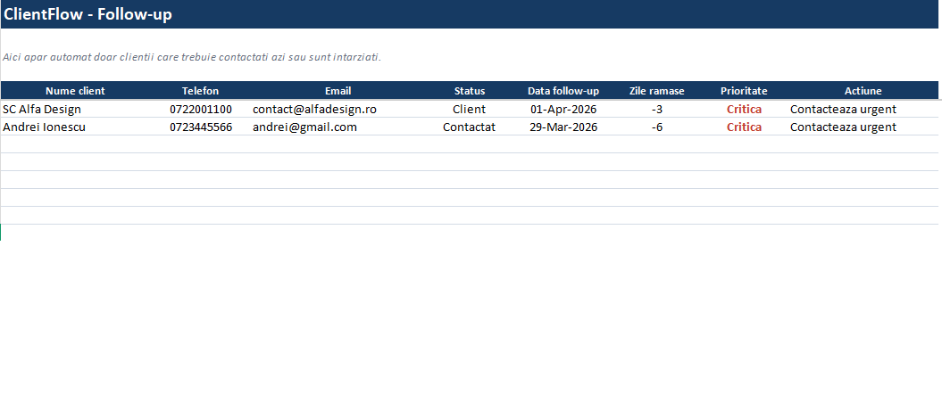 CRM clienti Excel – gestiune completa si organizare clienti | Gaxxil